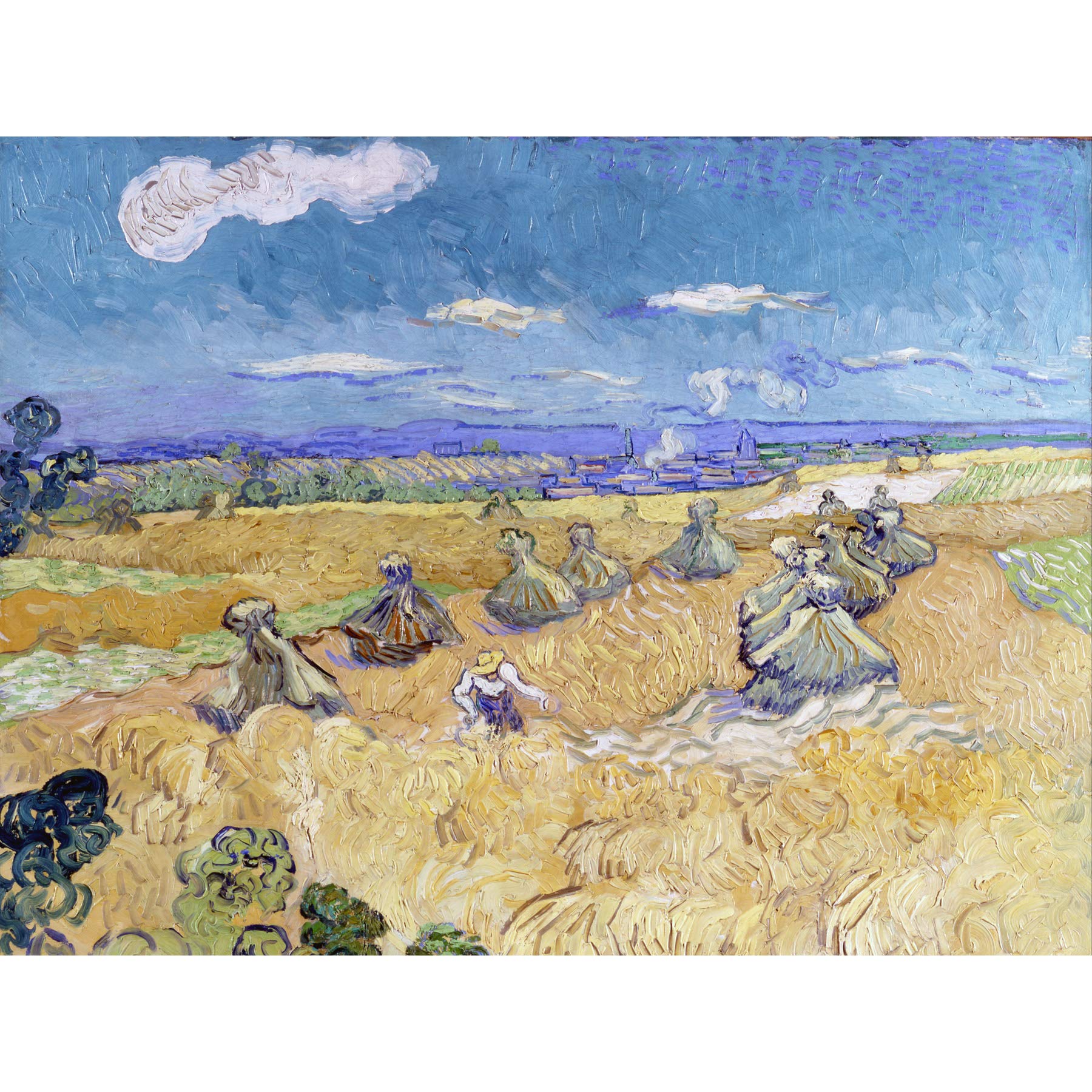 Vincent Van Gogh Wheat Fields With Reaper Auvers Large Art Print Poster Wall Decor Premium Mural