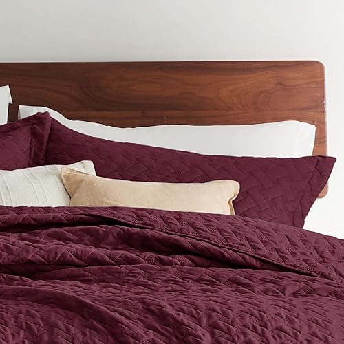 Vista 170 de Bedsure Colchas de tamaño Queen – Colchas ligeras tamaño Queen con patrón de tejido de canasta, ropa de cama suave, edredón de rosa polvorienta