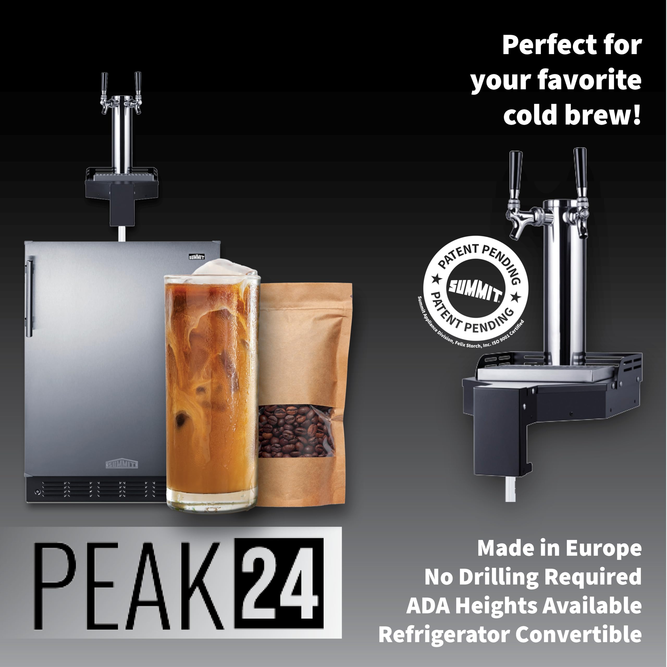 Summit 24" Cold Brew Kegerator, Floating Tap, No Drill Coffee Dispenser, ADA-Compliant, Panel Ready*- Sbc7brsfltwcfadalhd (Left Handed Door Swing) *Panel Is Not Included on Fridge.com - View 6