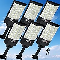 Solarstreetlights Outdoor Solar Street Lights: Waterproof Motion Sensor, Remote Control, 6500K Dusk to Dawn Flood Lights, 6 Pack for Yard Garage