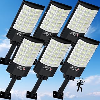 Solarstreetlights Outdoor Solar Street Lights: Waterproof Motion Sensor, Remote Control, 6500K Dusk to Dawn Flood Lights, 6 Pack for Yard Garage