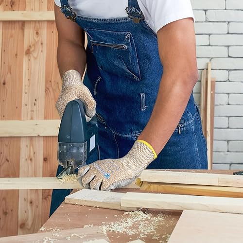 Miniatura 5 de KAYGO Guantes resistentes a cortes con revestimiento de poliuretano, 3 pares, KG20PC, ANSI corte nivel A3