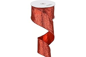 MEEDEE Red Wired Ribbon Garland | 25 Yards Christmas Decoration Ribbon