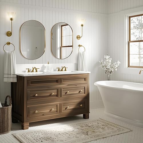 Miniatura 82 de ANDY STAR Espejos ovalados de baño, espejo de tocador doble de 30 x 48 pulgadas, espejos ovalados negros para baño, marco de acero inoxidable