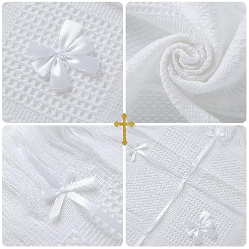 Miniatura 6 de Booulfi Manta para bebé, manta para envolver al bebé, manta de recepción con borlas, para recién nacido, para bebé, niño, niña, regalo, tamaño 45 x