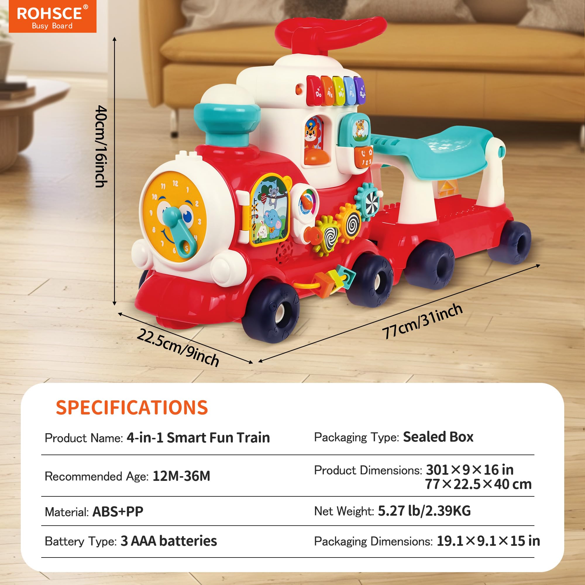 Juguetes de paseo para niños pequeños de 1 a 3 años, tren de tracción 4 en 1, juguete de coche para caminar para niños de 1 año que aprende a caminar, caminante sentado a pie para bebés de 1, 2, 3, 4 8