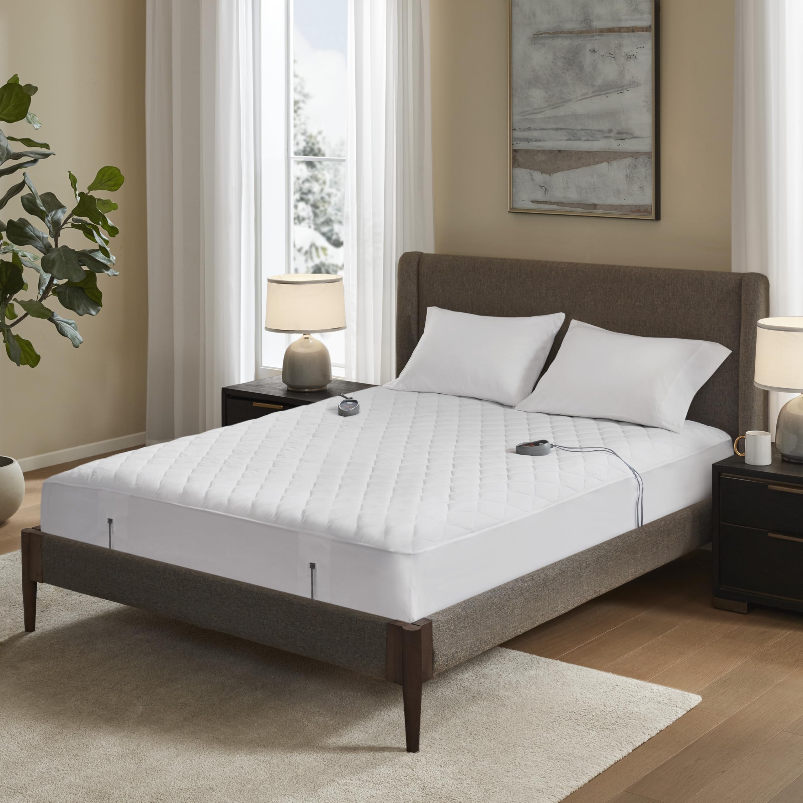 Beautyrest Cotton Heated Mattress Pad - Bed Warmer with 20 Heat Settings Controller, Auto Shut Off Timer, All Around Elastic Deep Pocket, UL Certified, Machine Washable, White Cal King-image-42