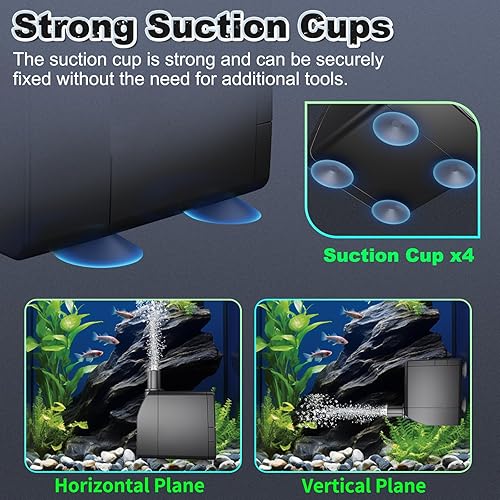 Miniatura 4 de Bomba sumergible de 200 GPH (800 L/H 15 W) ultra silenciosa con protección contra sobrecalentamiento, elevación de 5.2 pies de alto para fuentes,