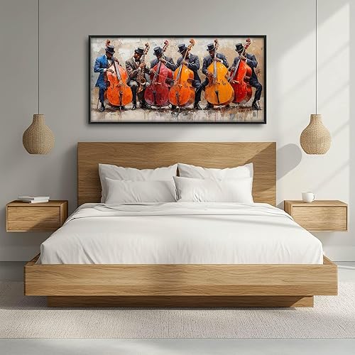 Miniatura 3 de Arte de pared grande de violonchelo musical, imágenes de interpretación de músicos, decoración de pared, lienzo musical, pintura de impresión