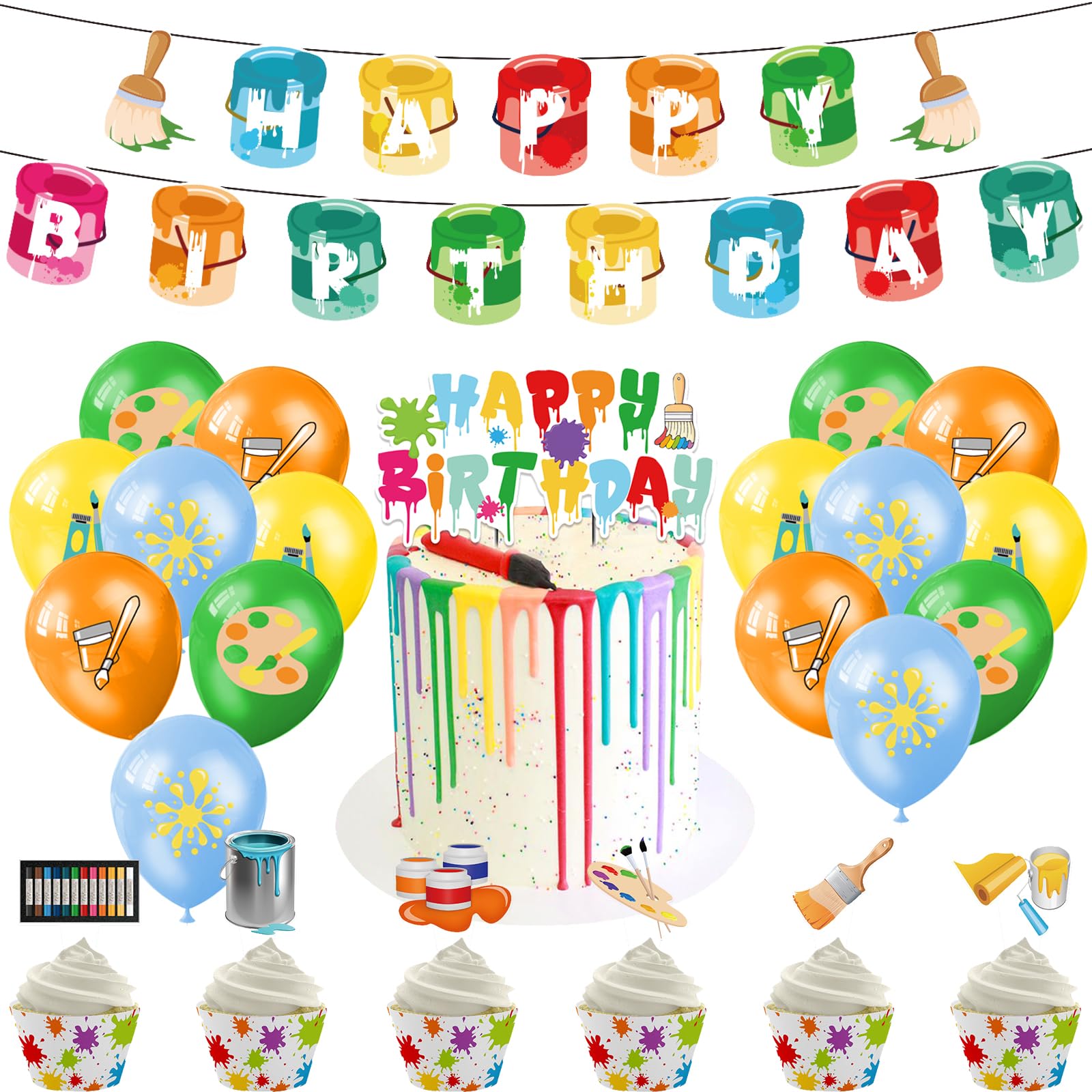 Set Decorazione Compleanno: Palloncini, Topper Per Torta, Festone E Vortici Streamers - Tema Compleanno - 6
