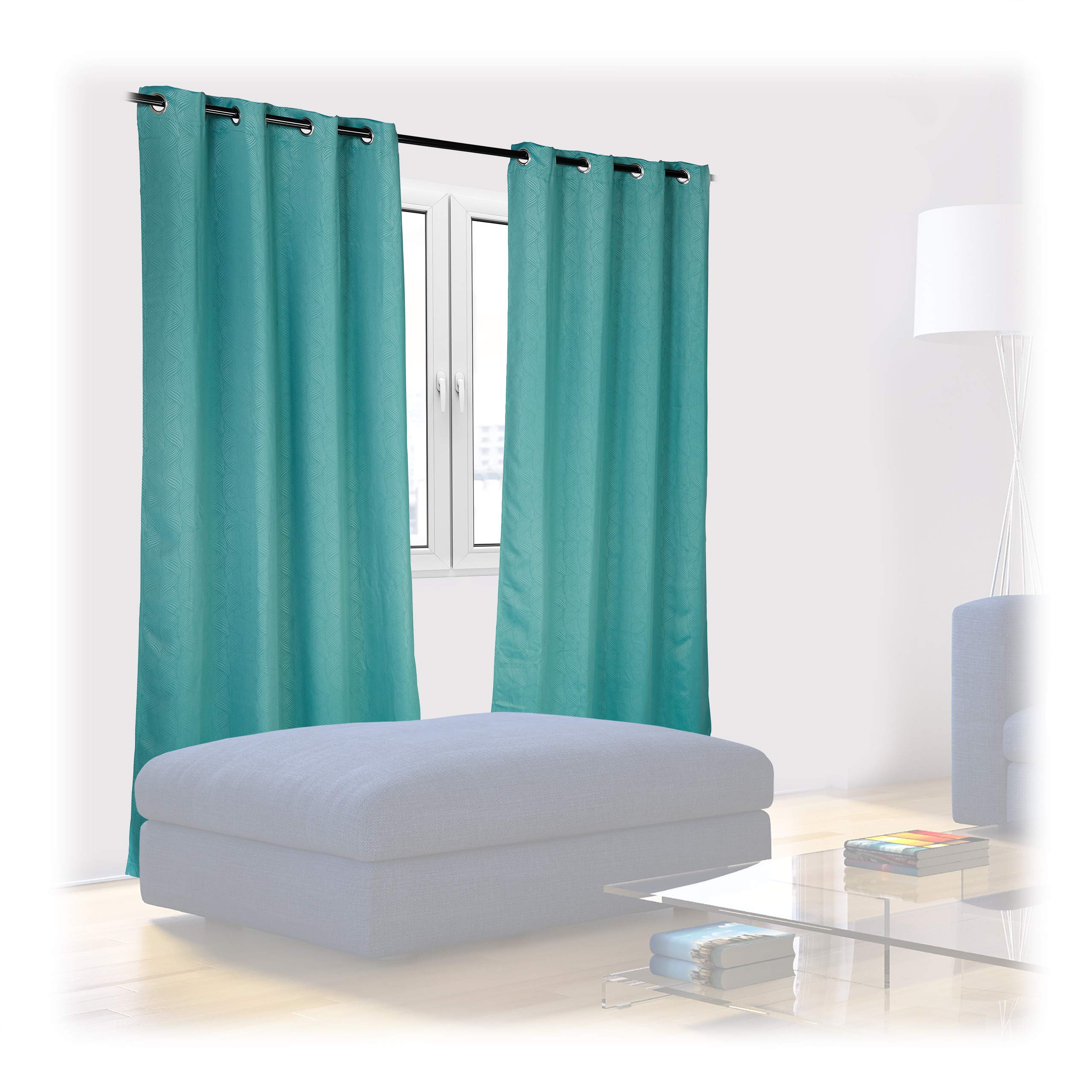 Relaxdays Gordijnen, set van 2, H x B 245 x 135 cm, ondoorzichtig, ondoorzichtig, barok patroon, verduisteringsgordijnen, grijs