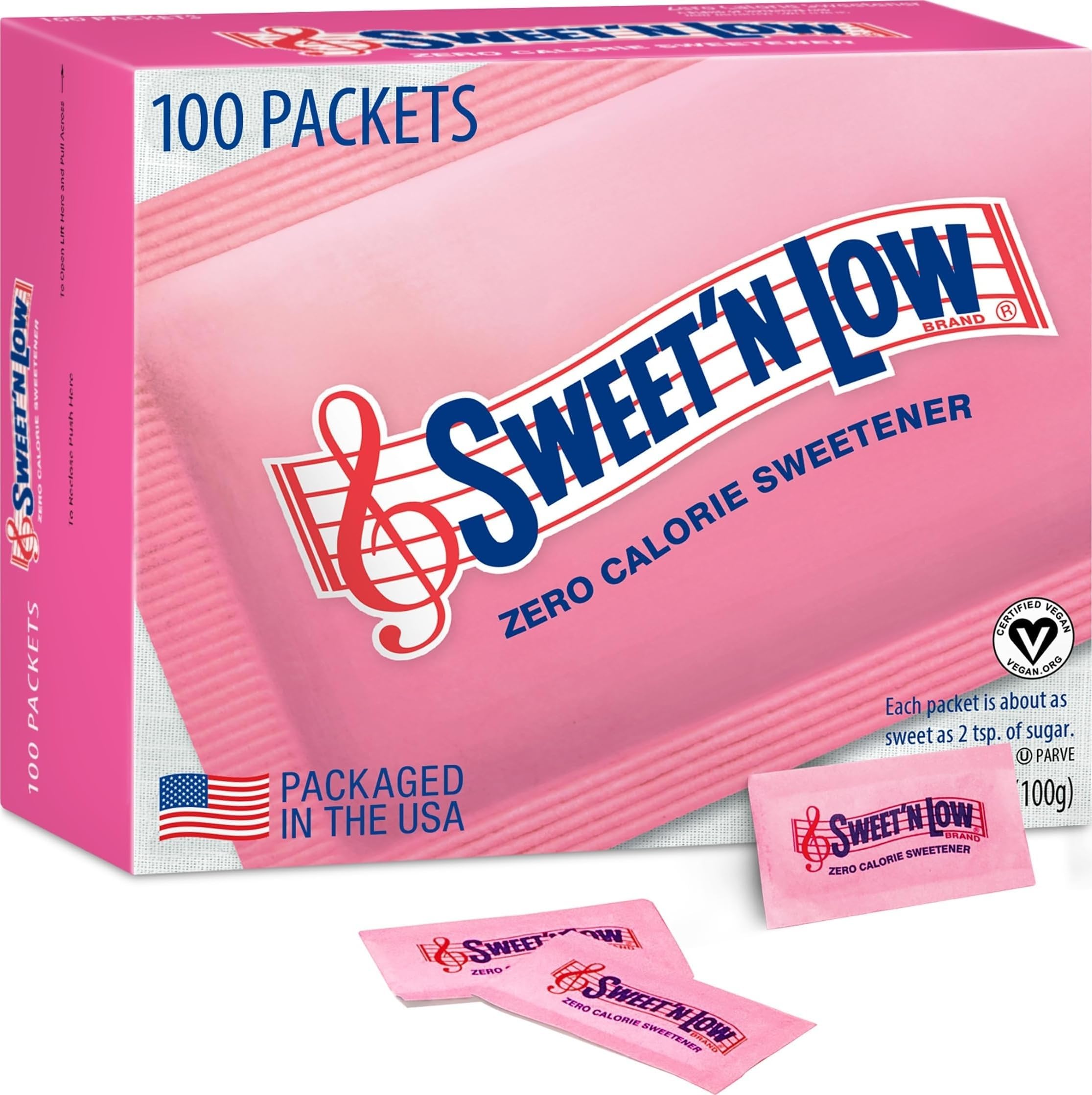 Sweet'N Low, Zero Calorie Sweetener Packets, 100 Ct | Kosher & Gluten Free, Low Glycemic Index, Individual Tea and Coffee Sweetener Packets