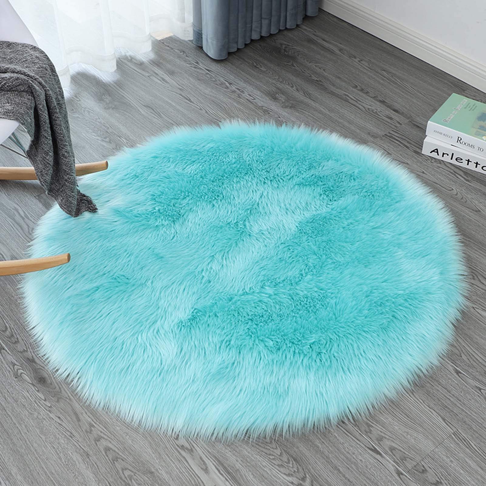 Dywan z miękkiego, kudłatego, sztucznego futra owczego do sypialni, 50 cm, wygodny, luksusowy, pluszowy, puszysty, dywanik do salonu, pokoju dziecięcego, kanapy, dywan okrągły