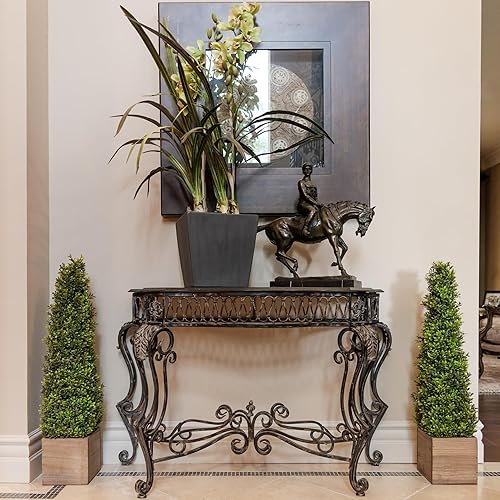 Miniatura 9 de Season's Need - Árbol topiario artificial de boj de 2.8 pies, 34 pulgadas de alto, con macetas de madera para decoración de porche al aire libre e