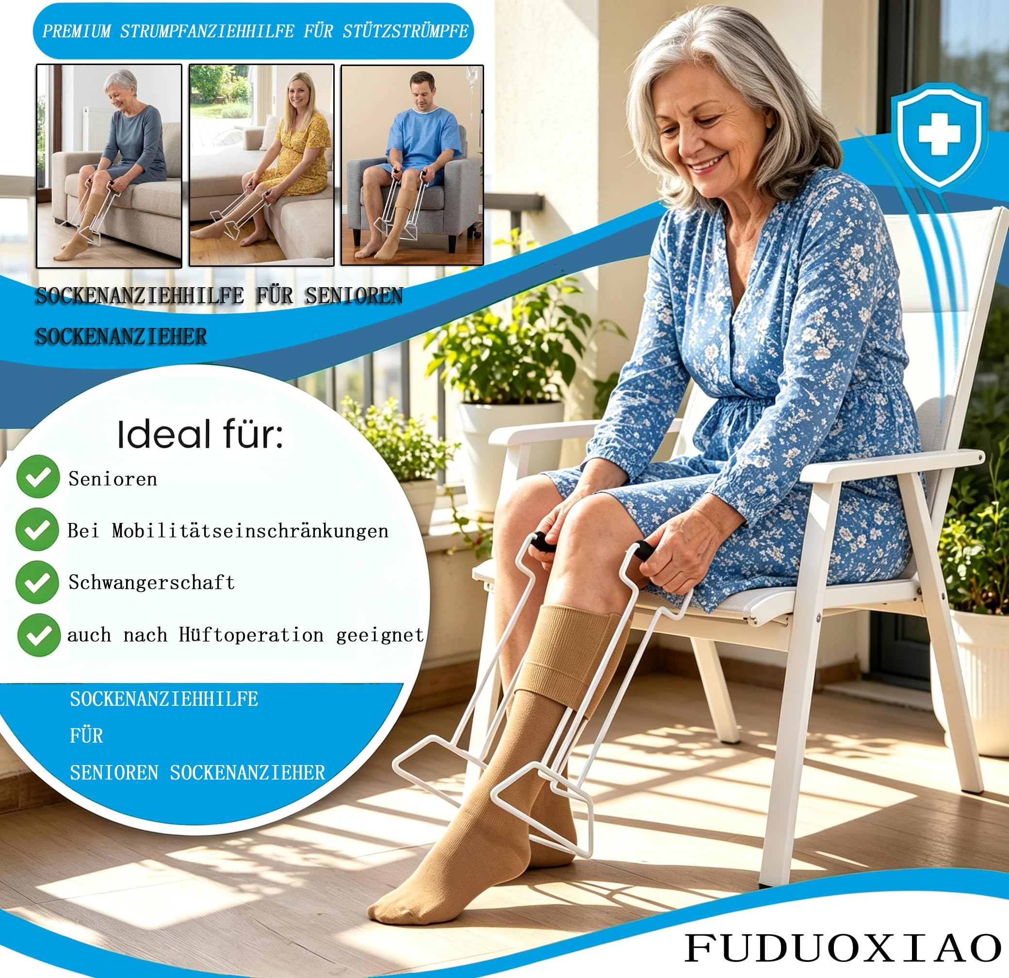 Ayuda de vestirse para medias de compresión, ayuda para calzar calcetines, ayuda para vestirse después de la cirugía de cadera, ayuda para poner calcetines y medias para personas mayores