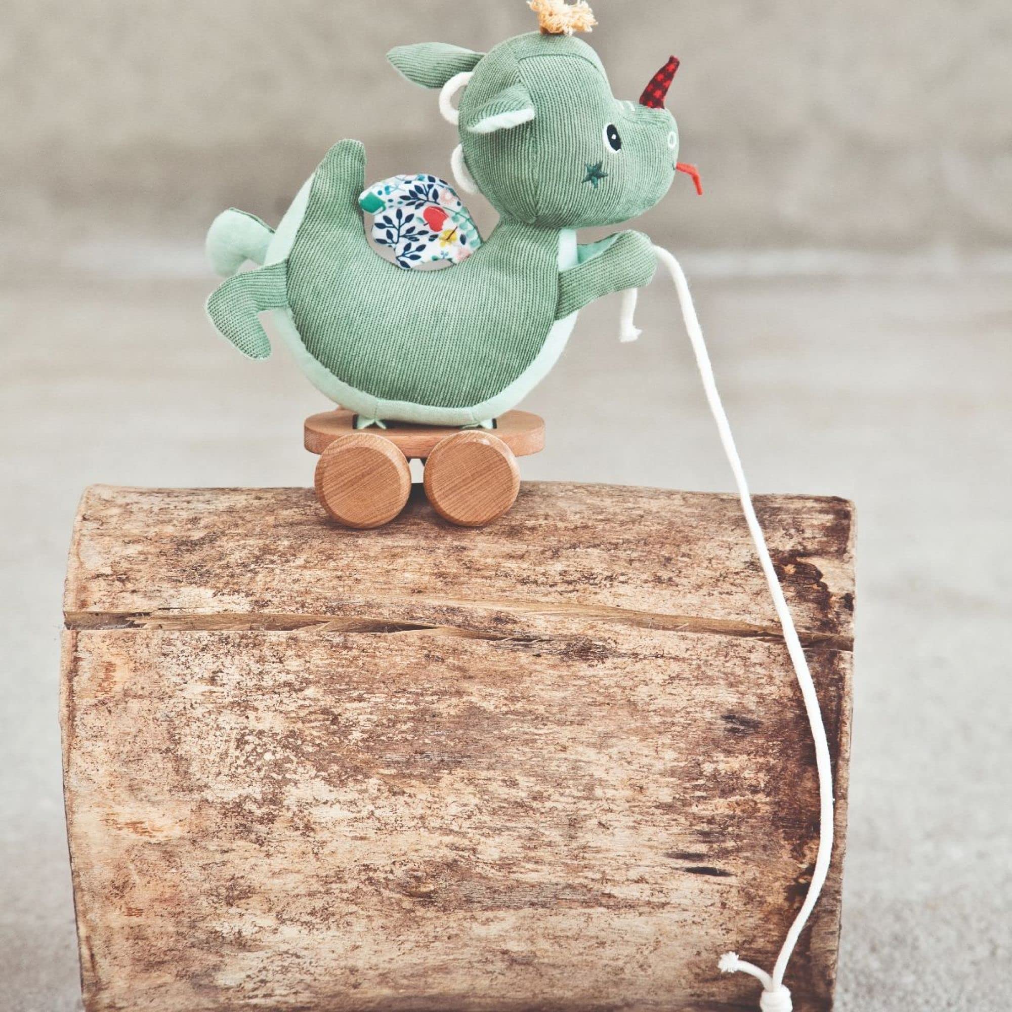 Lilliputiens Joe Der Drache Saugfuß-Rassel – Mit Glöckchen & Holzringen, Fördert Motorik, Ab 6 Monaten
