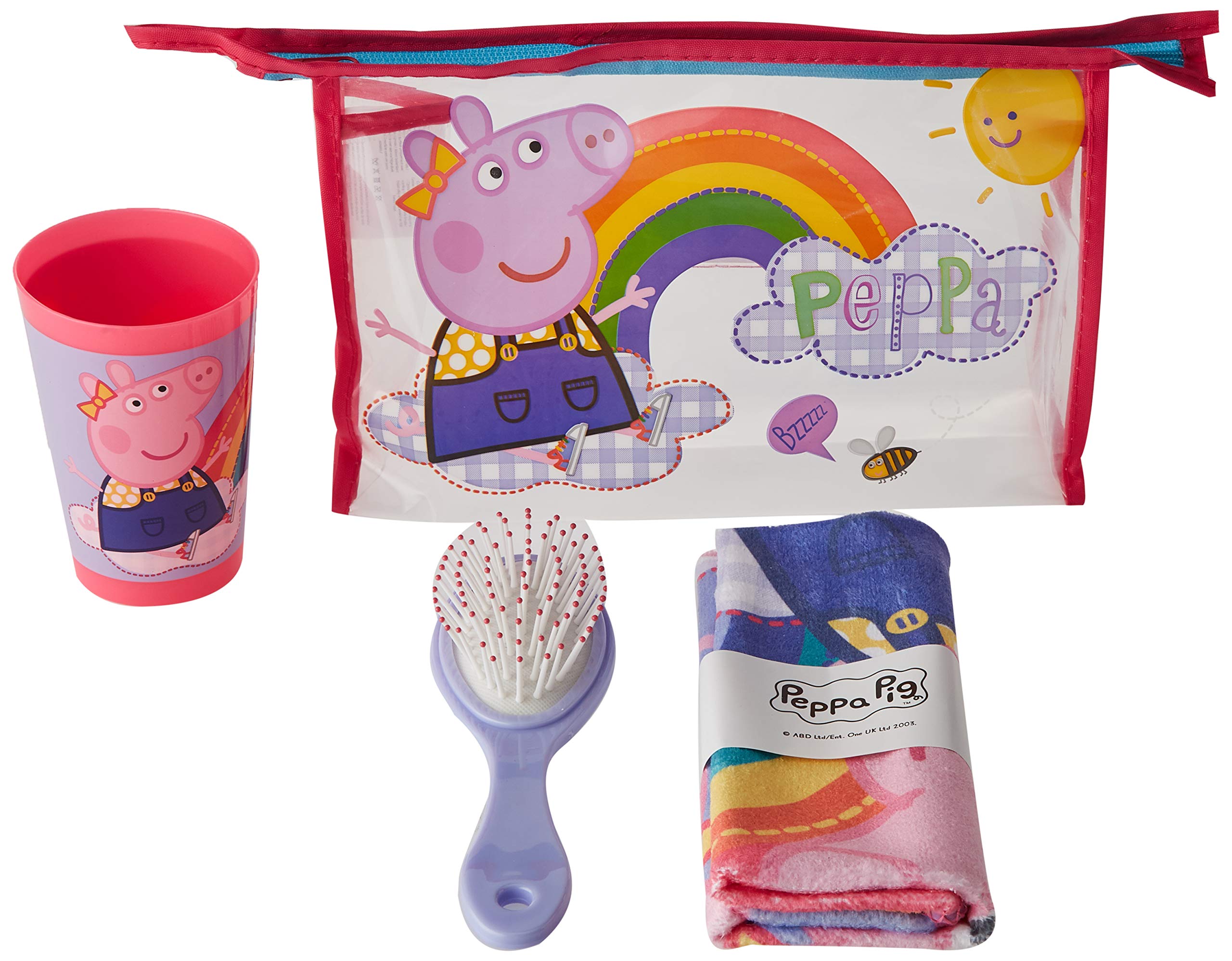 CERDÁ LIFE'S LITTLE MOMENTS Set de Aseo Niño-Incorpora Cepillo Pelo, Botellas de Viaje para Champú y Colonia y Toalla de Microfibra de Peppa Pig, Neceser Unisex niños, Multicolor, 23.0 X 15.5 X 8.0 CM