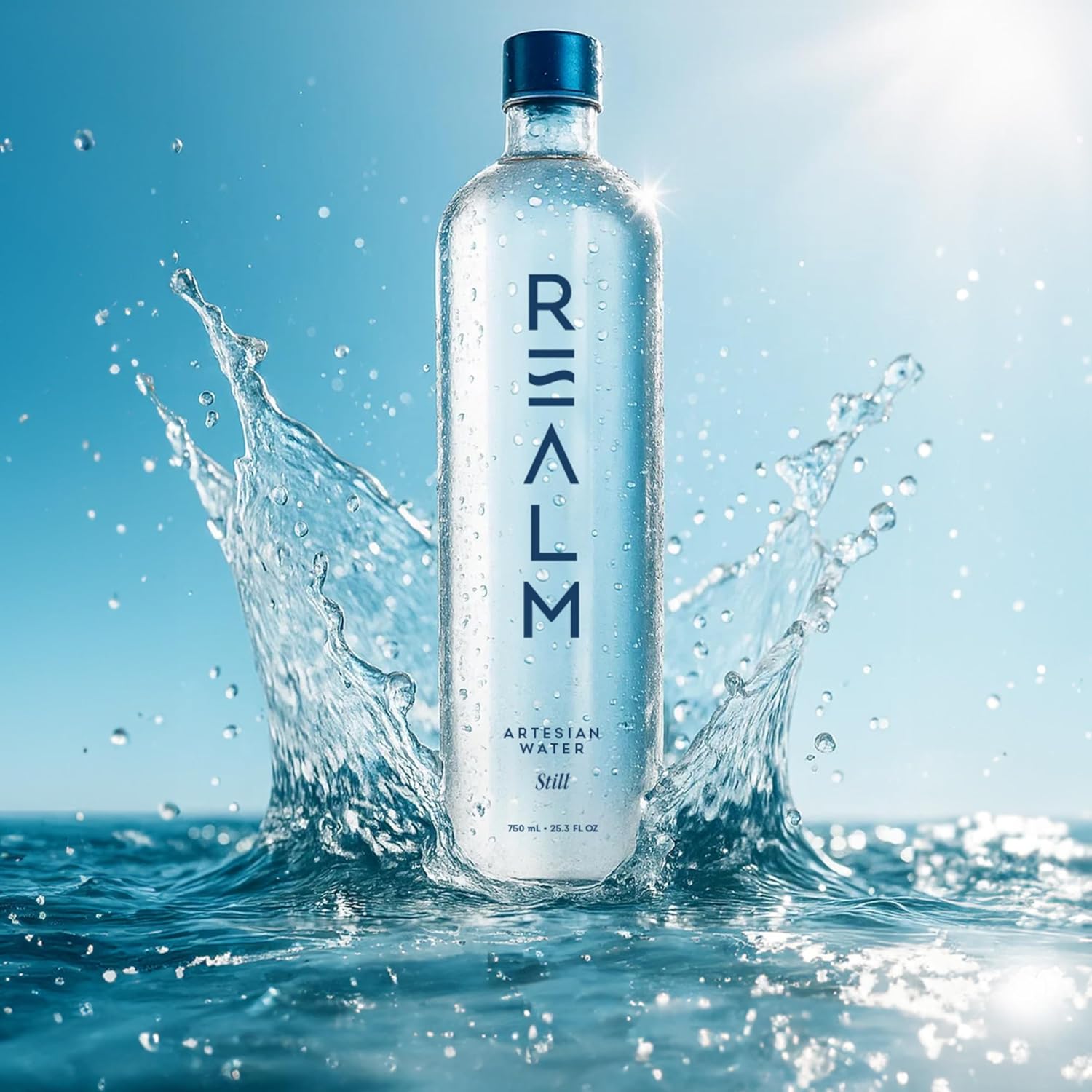 REALM Artesian Water, 16 fl oz (473ml) Glass Bottles, 12-Pack, Adirondack Aquifer Sourced, Alkaline pH 8, Balanced Minerals, Unfiltered & Untreated, Zero PFAS, No Microplastics, Premium Still Water