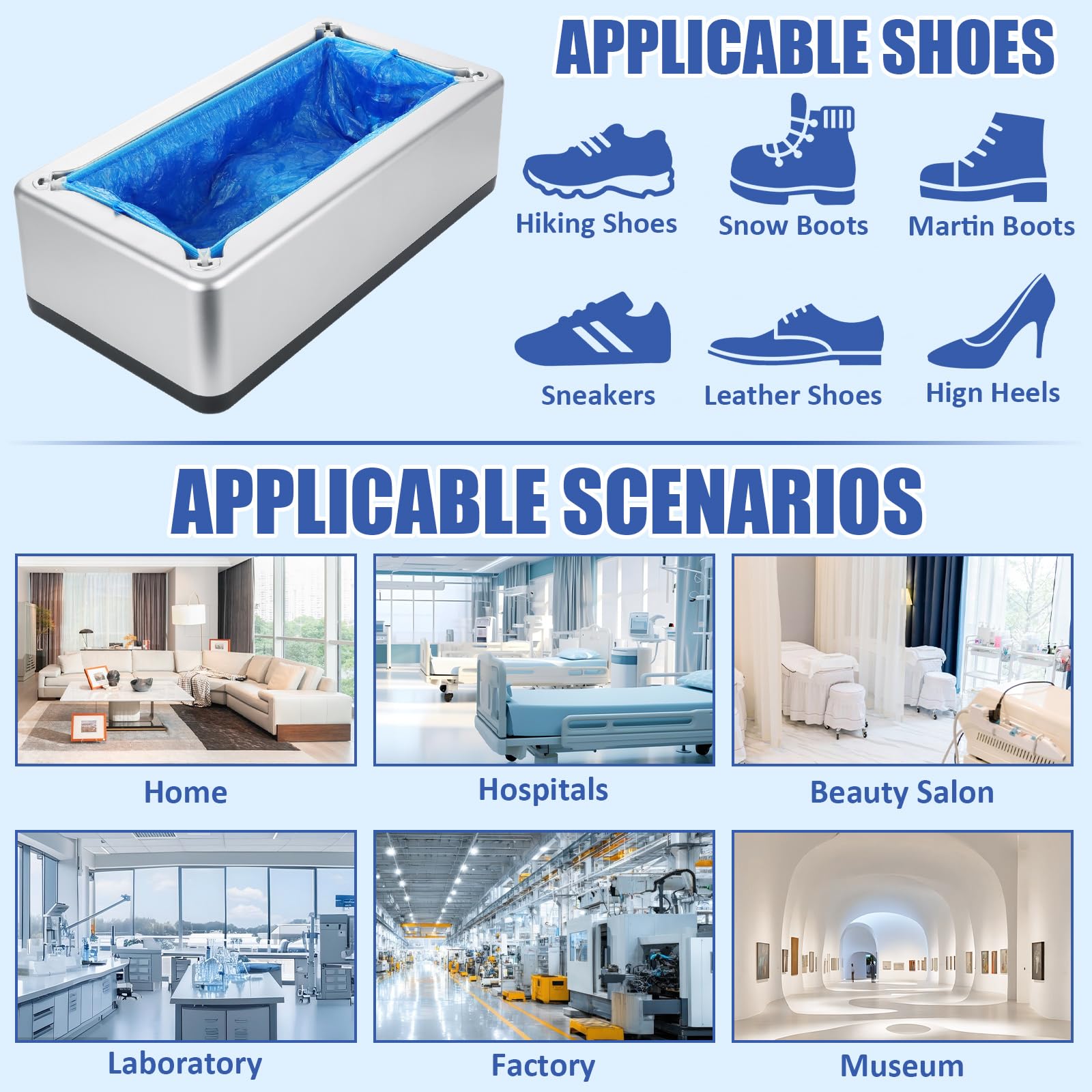 Dispenser automatico di copriscarpe con 200 copriscarpe usa e getta, macchina automatica per la copertura delle scarpe per casa, macchina avvolgitrice per interni, casa, ufficio, ospedale