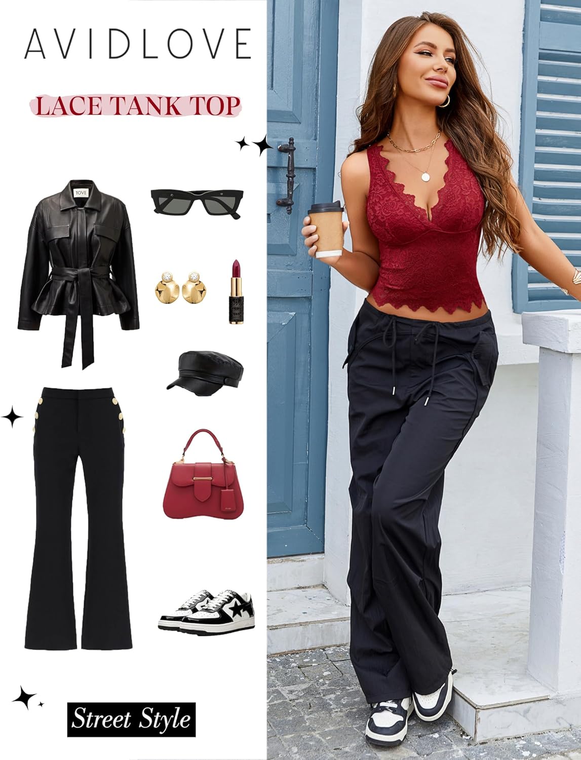 Avidlove Lace Tank Tops for Women Summer Going Out Tops Y2k Sexy Lace Top - Image 5