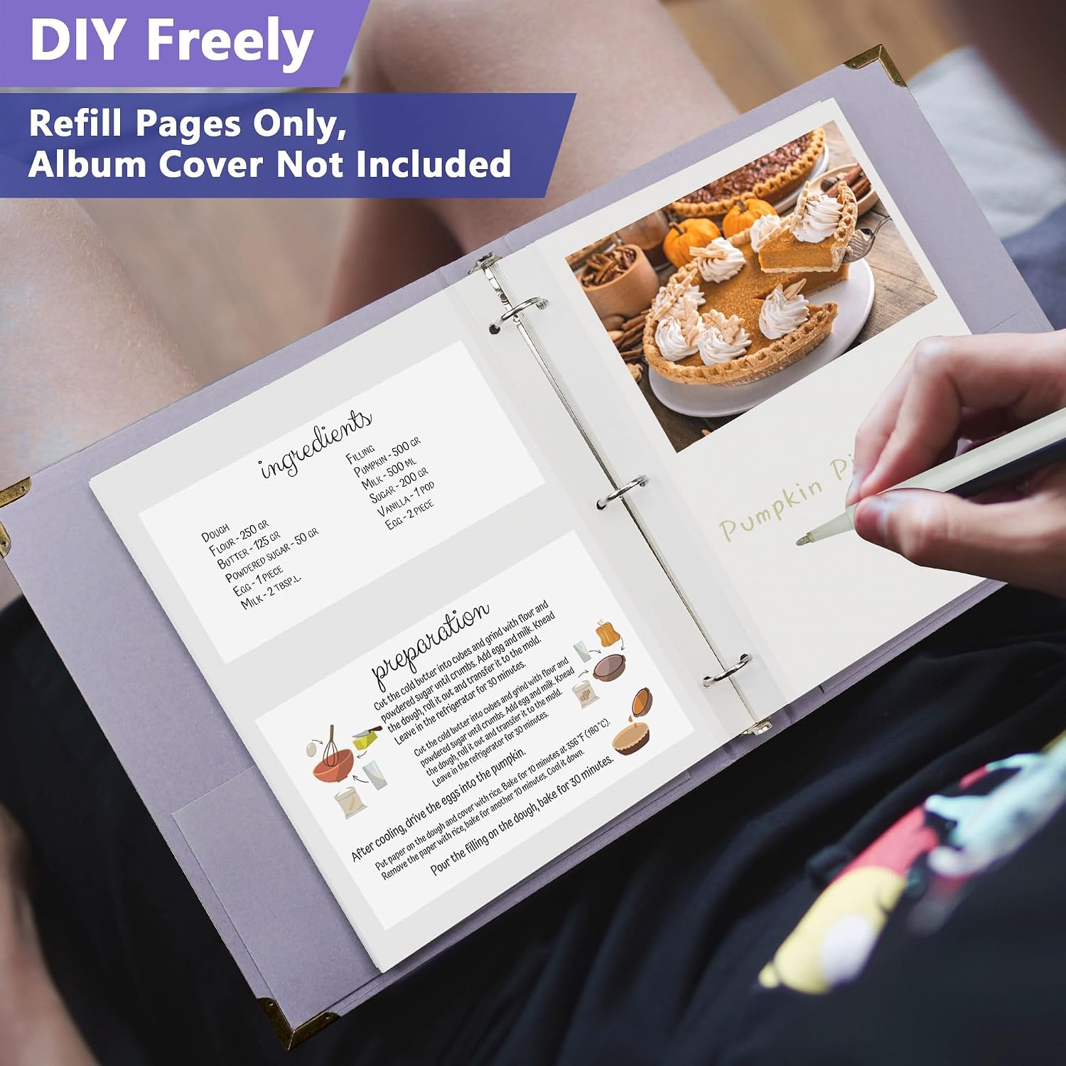 9x11 Self-Adhesive Photo Album Refill Pages, 3-Ring, 60 Pages