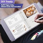 Photo Album Refill Pages for 3 Ring Binder, 30 Sheets/60 Pages Self Adhesive Scrapbook Sheets, Acid Free & Waterproof, Expandable Add & Remove Page, Fit 2x3 4x6 5x7 8x10 Photos Stamps Recipe Cards