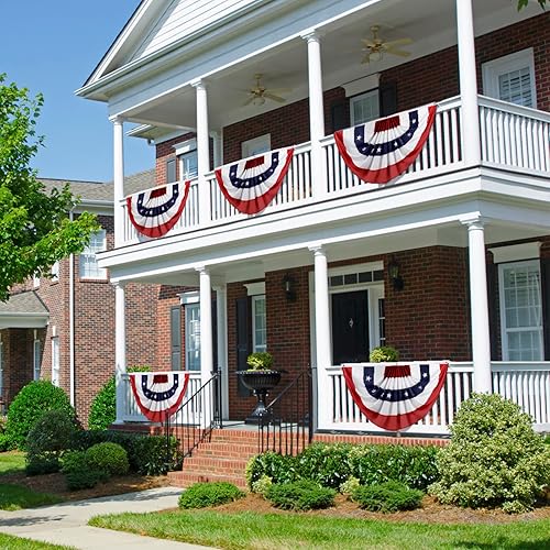 Miniatura 4 de Bandera plisada de Estados Unidos, bandera estadounidense de 2 x 4 pies, bandera patriótica de medio abanico para decoración de interiores y