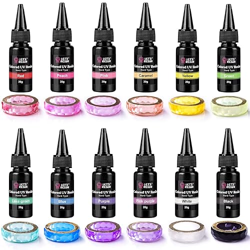 LET'S RESIN 12 Colors UV Resin, Ultraviolet Clear, Odorless &