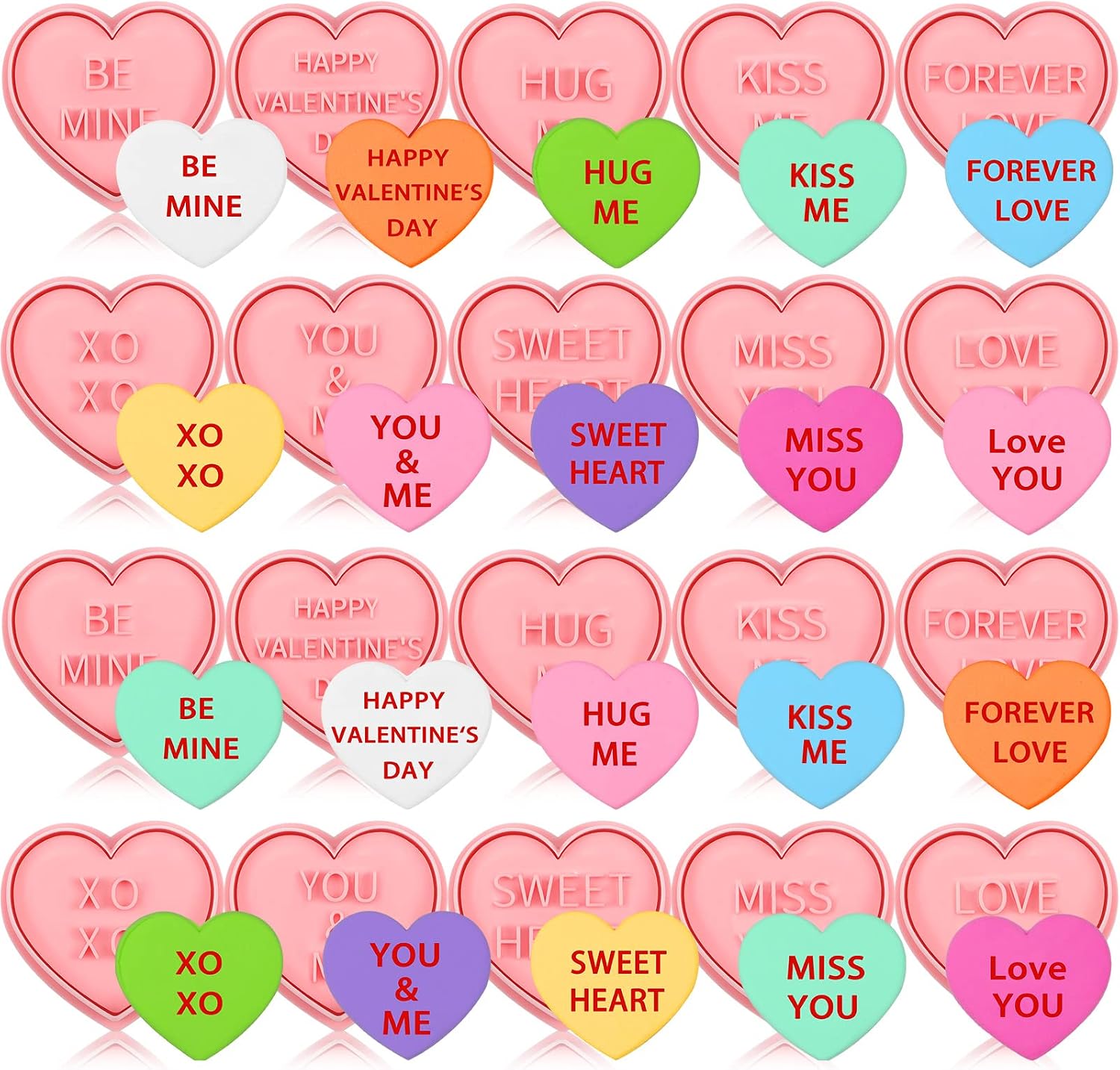 Hoolerry 20 Pcs Valentine's Day Cookie Cutters 3D Conversation Hearts Cookie Stampers Set Biscuit Fondant Pastry Cutter Stamps for DIY Baking Supplies (Letters)