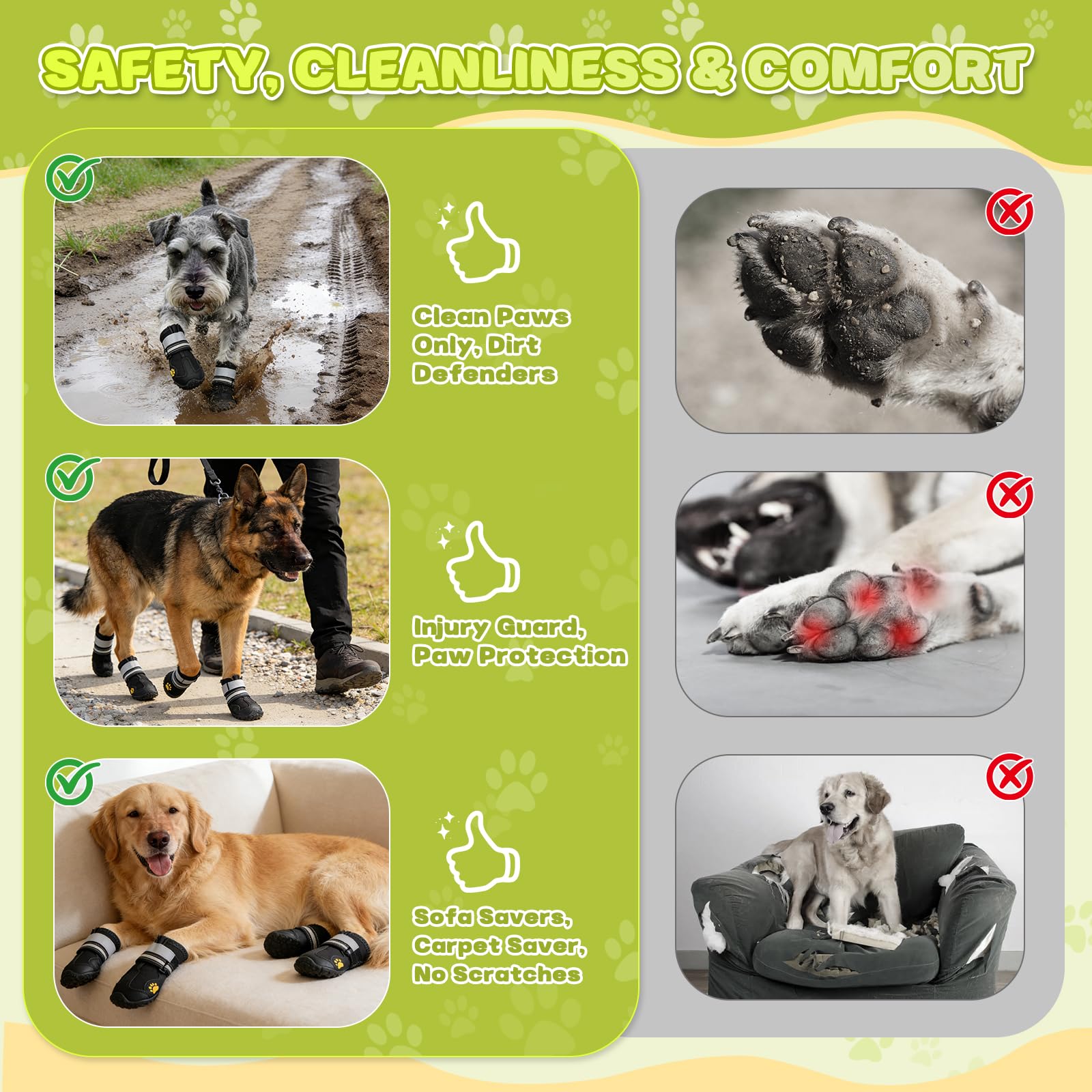 4 Pièces Chaussures de Chien Bottes Chien, Chaussure Chien Imperméables avec Sangles Réfléchissantes et Semelle Antidérapante pour Moyen Grand Chien (5#)