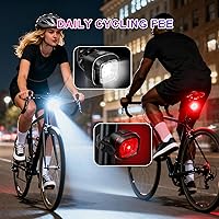 Vista 3 de Luz de bicicleta impermeable IPX6, con 5 + 5 modos, impermeable, tipo C, para montar por la noche, luces de bicicleta de larga vida útil de 17 horas