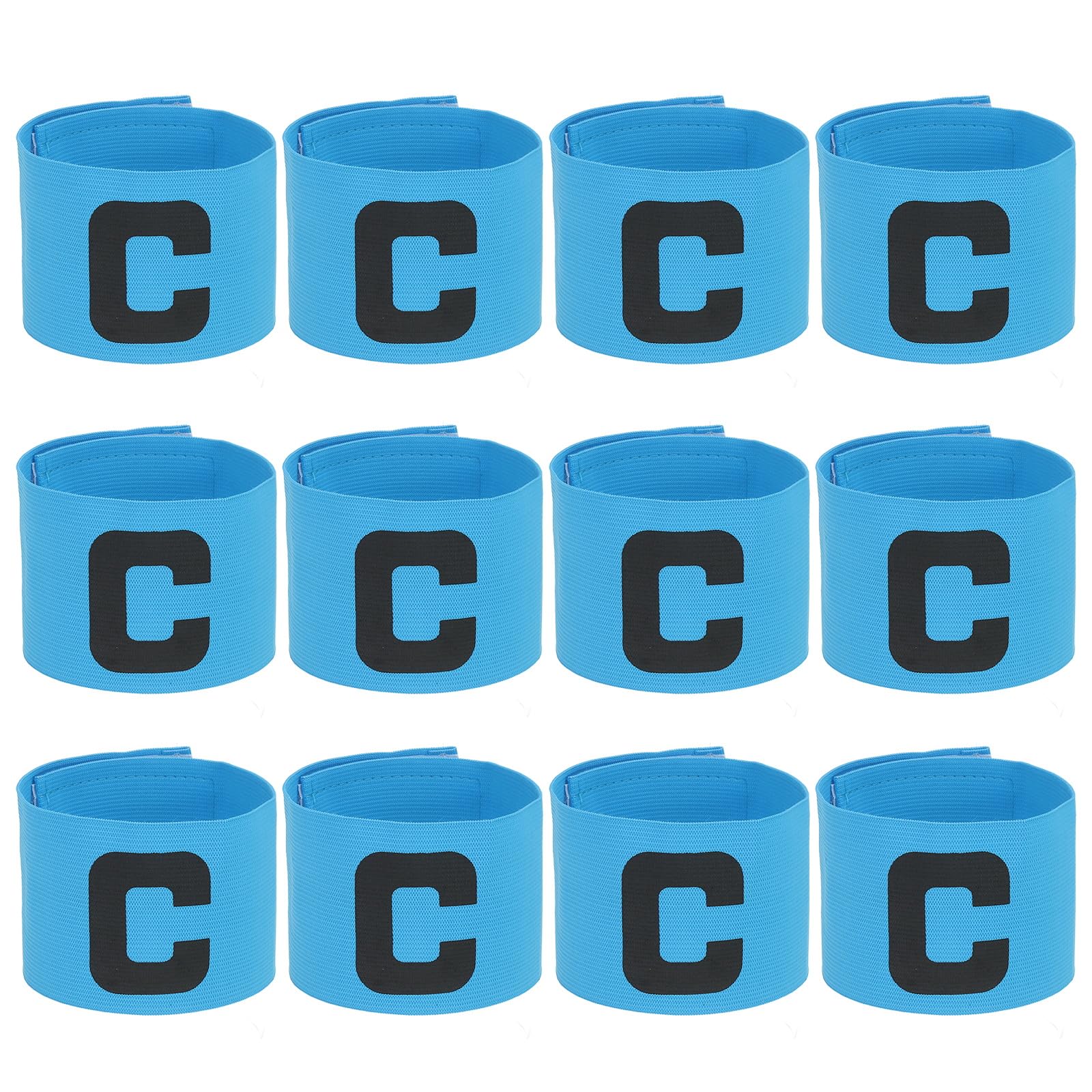 PATIKIL Soccer Captain Armband, 12 Pcs Captain Arm Bands for Soccer Elastic Captain C Arm Band Sports Captain Armbands for Youth Adult Football Team Training Sky Blue