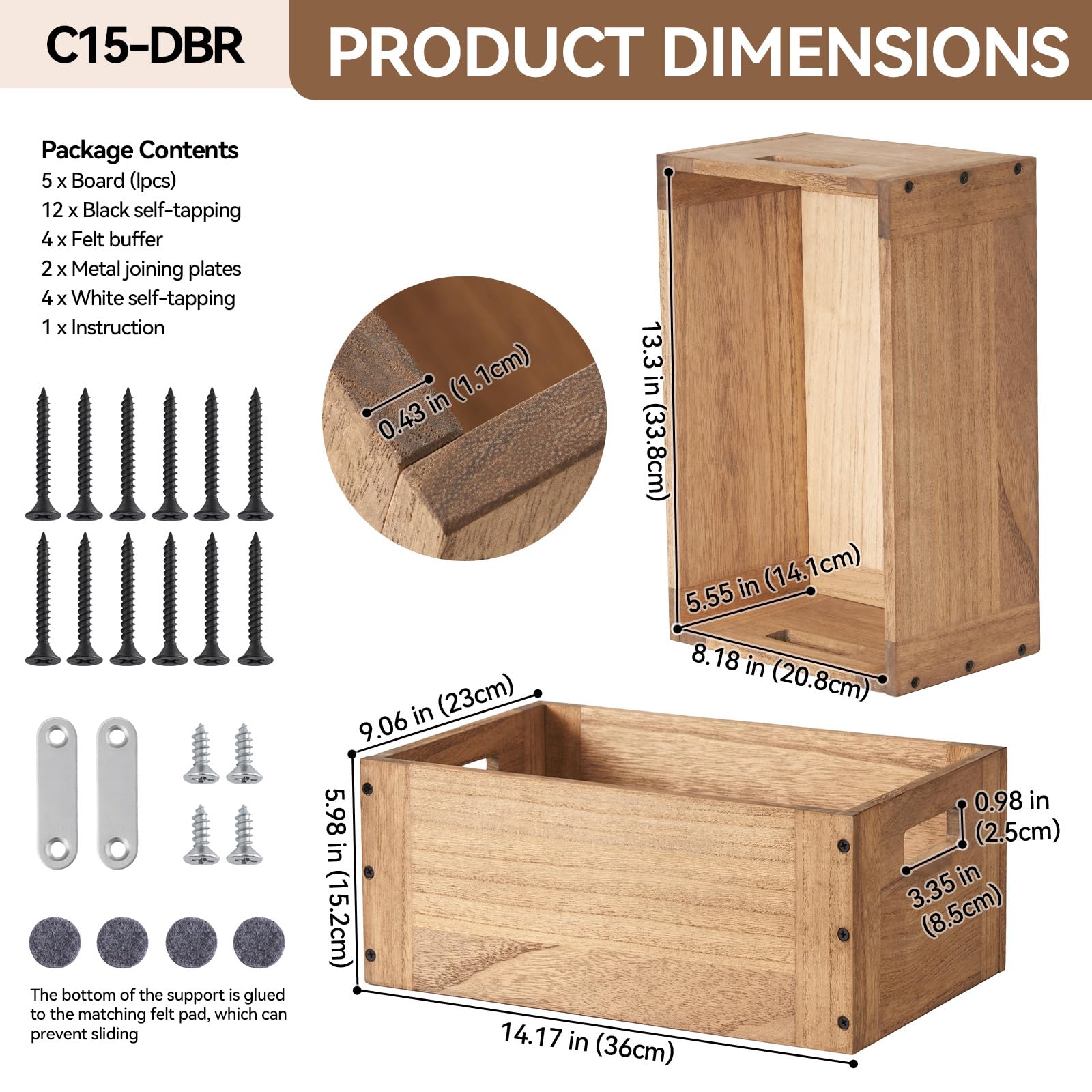 Cubo de almacenamiento apilable de madera, cesta, organizador de contenedores para el hogar, libros, ropa, juguete, sistema modular de almacenamiento de cubículos abiertos, estantería de 6