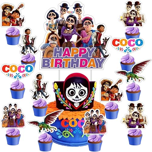 Juego de 25 decoraciones para pastel de coco y decoración para cupcakes, suministros de fiesta de cumpleaños de coco para decoración de pasteles de