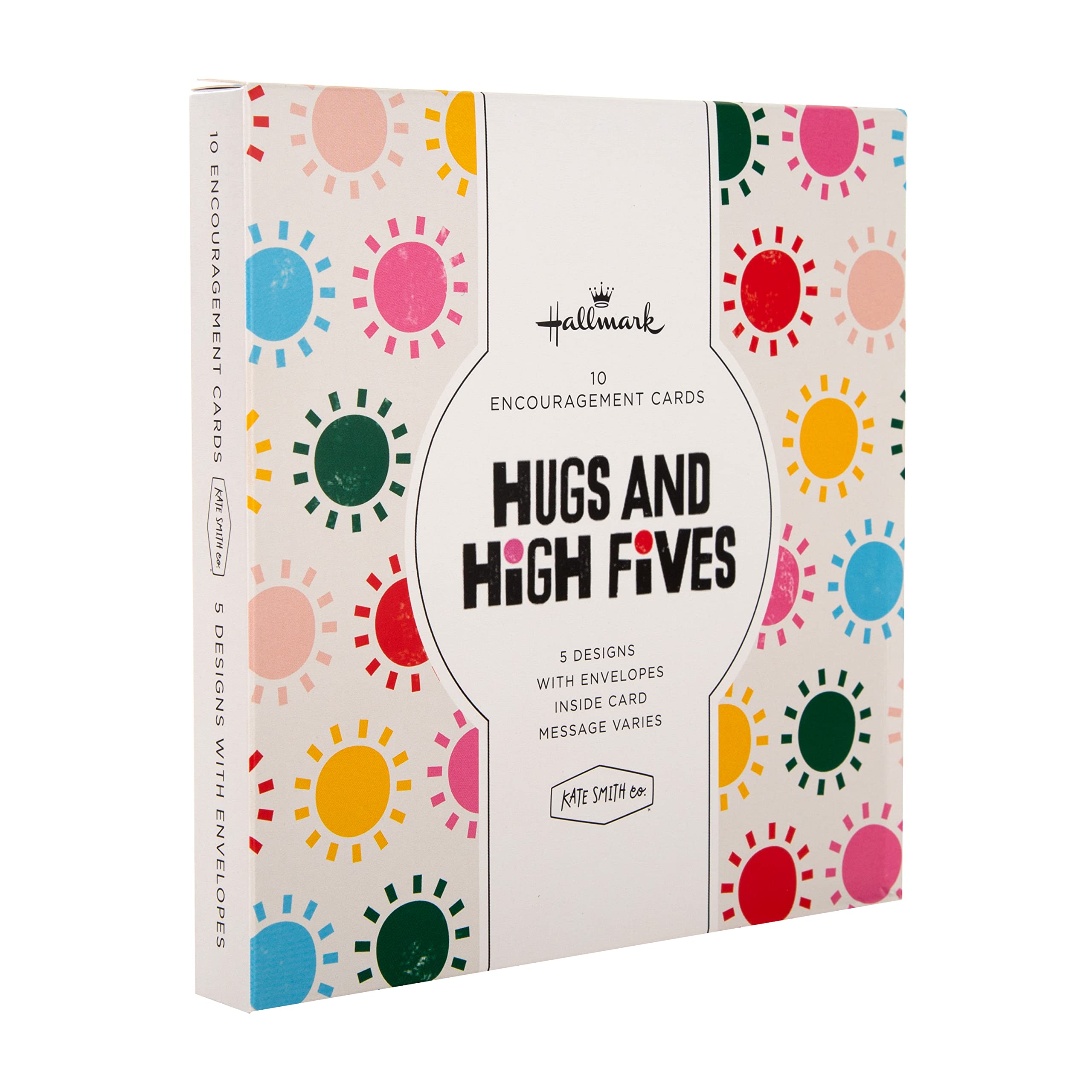 Hallmark Hugs and High Fives Encouragement Cards - Multipack of 10 in 5 Kate Smith Designs, Multipack Encouragement, 16 cm x 16 cm
