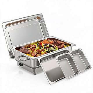 Electric Buffet Chafing Dish Set,2×4.5QT Stainless Steel Warmer