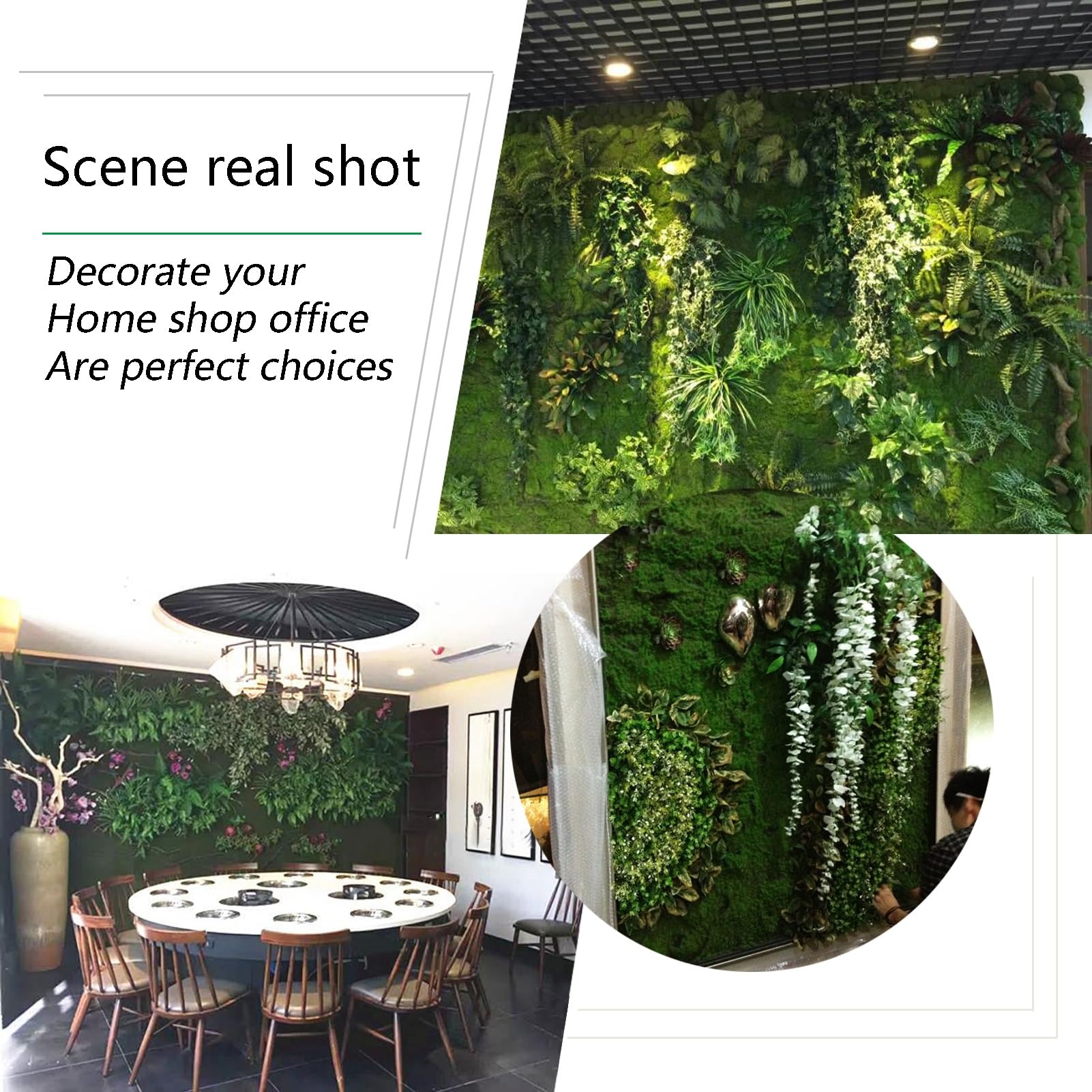 Moos DIY Kunstrasen Mikrolandschaft Kunststrohmatte Künstliche Moosmatte Gartenschaufenster für Festliche Hochzeiten Dekorieren (Color : G, Size : 100x100cm)