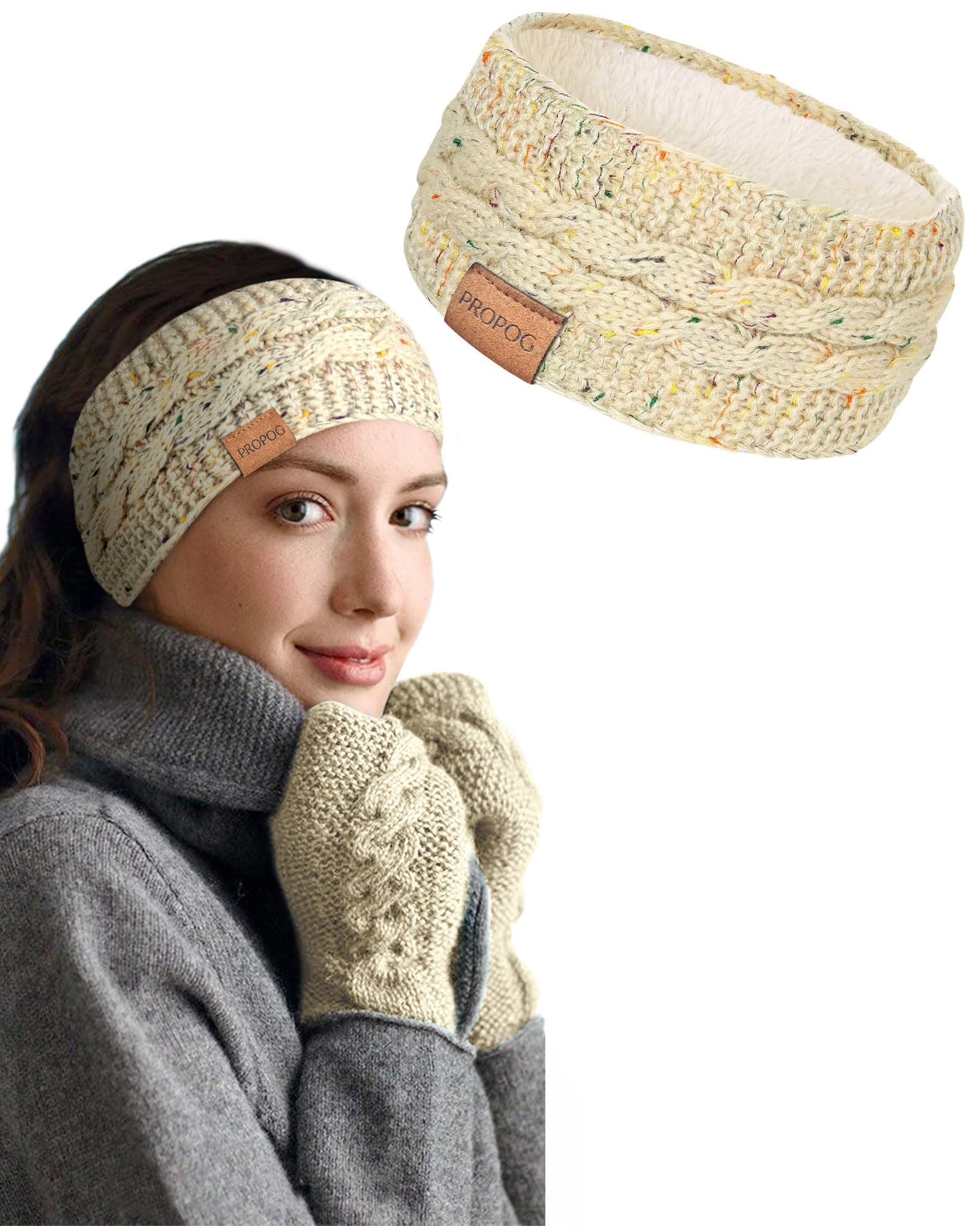 PROPOG Ear Warmer Headbands for Women Thick Ear Muffs for Winter Women Fleece Head bands Ear Covers for Cold Weather Soft Stretch Head Wraps Accessories as a Gift for Christmas Other Occasions