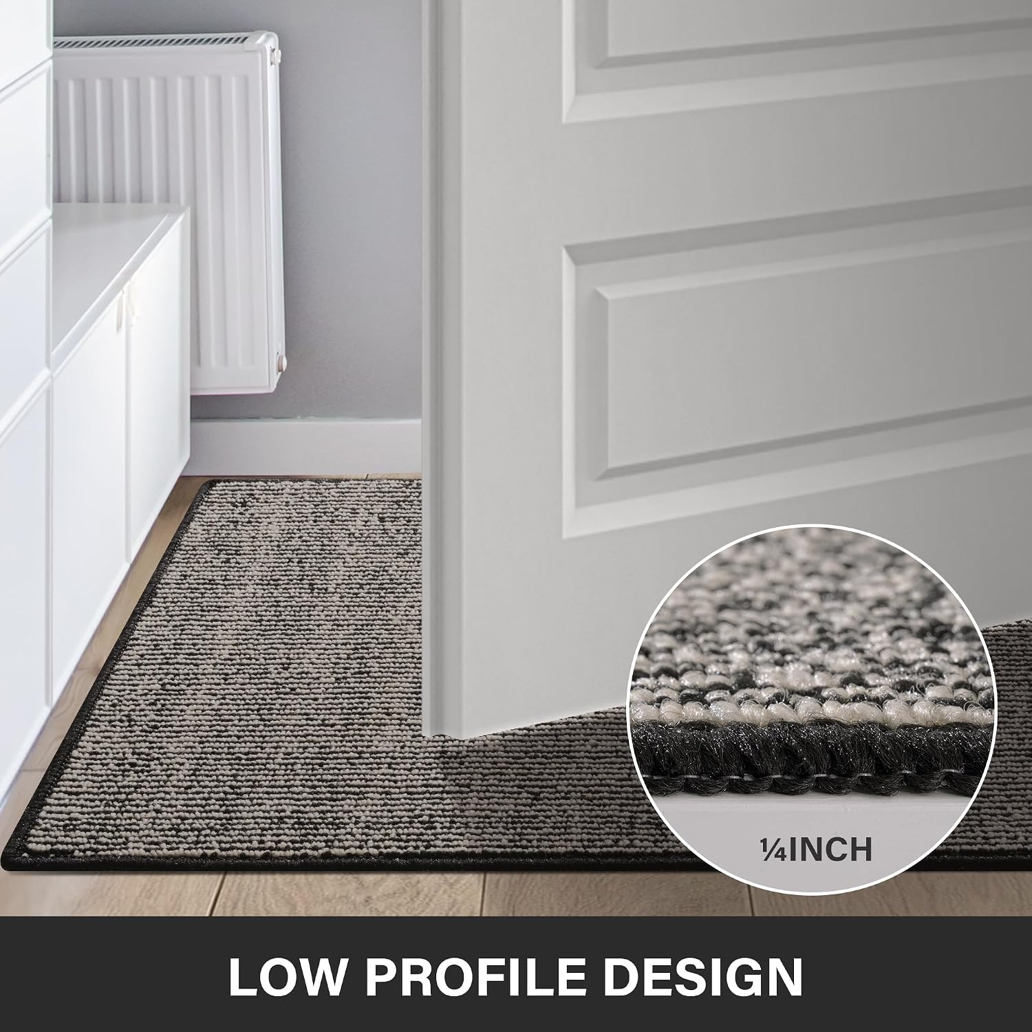 GRANNY SAYS Front Door Mat Indoor Entrance, Indoor Doormat Non Slip Washable, Low Profile Welcome Mat Outdoor, 36" x 24" Resist Dirt Absorbent Mats for Entryway, Floor Mats, Black Beige