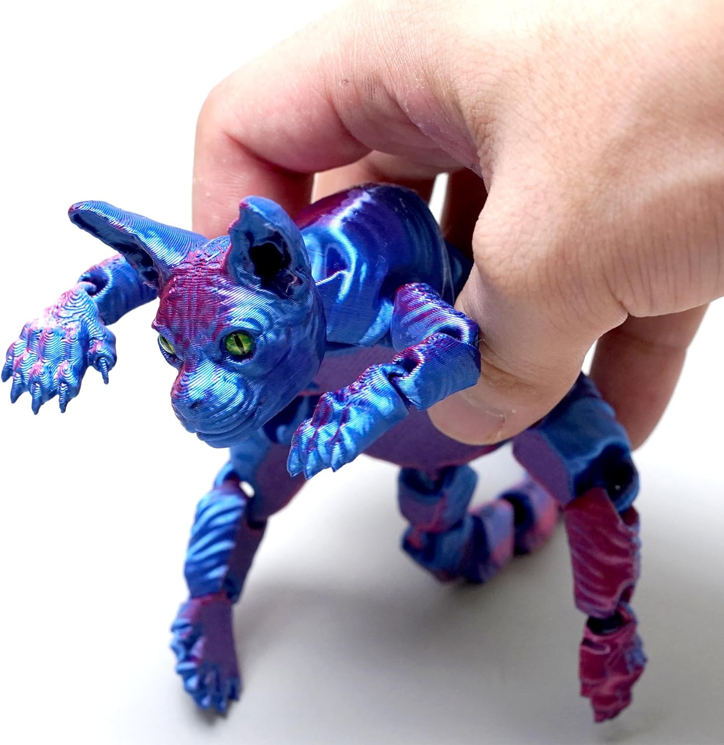 3D Printed Bald Cat Model,Flexible Realistic Articulated Animal Fidget Toys,Mystery Figurines Gifts for Easter,Executive Desk Funny Décor and Festival Collectible,Easter Basket Stuffers (RB)