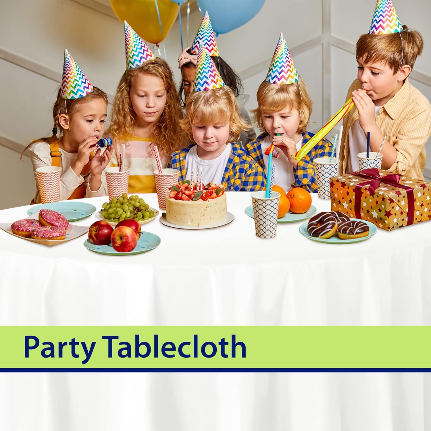 Party Dimensions White Disposable Plastic Tablecloth for Round Tables (12 Pack) 84 inches Table Cloths for Parties, Events & Weddings, Indoors & Outdoors, Plastic Table Cover - Image 5
