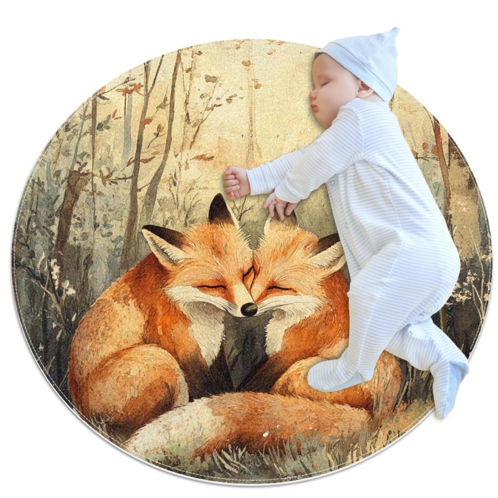 Tapis de salle de bain renard de la forêt pour chambre d'enfant et canapé