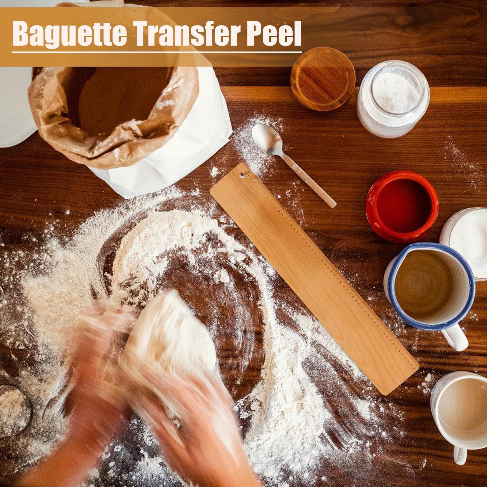 Paletta Per Pane Francese In Legno Di Faggio - Utensile Da Forno Per Baguette E Pizze - Foto 2