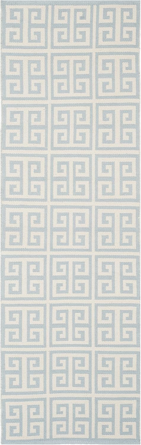Coastal Essence Blue Cotton Flat Woven Runner Rug 2'3" x 7'