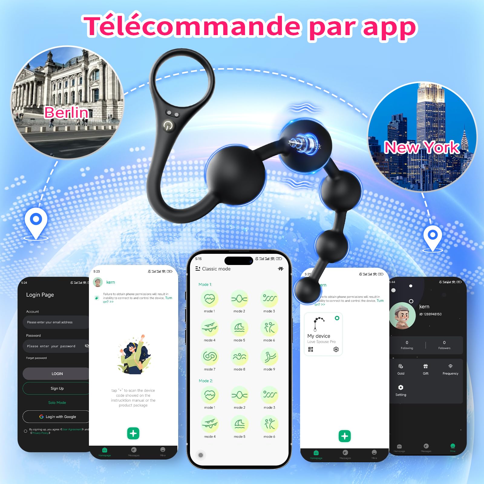 Perles Anales Sex Toýs Homme - Plug Anal Vibromasseur Sextoy Gode Homme Femme pour Anus Gay Sex Toys Anneau Penien Vibrant Débutante Sextoyse Couple Plaisir avec 9 Vibration, APP Prostate Plugs Anals