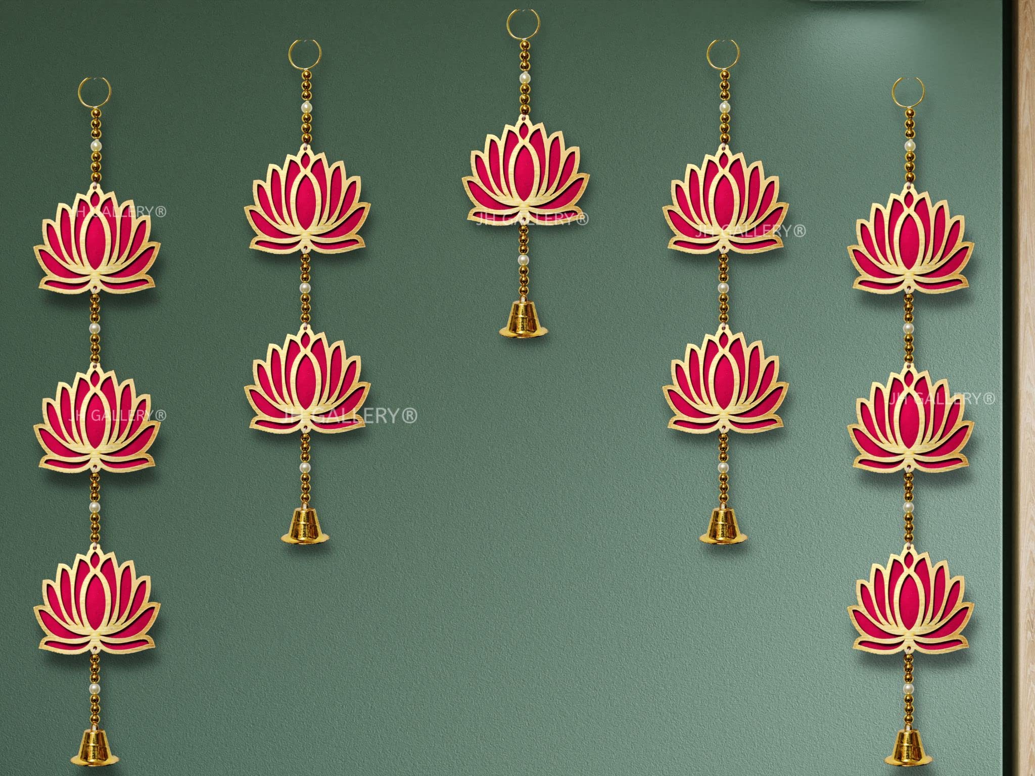 JH Gallery Lotus Hangings for Decoration, Floral Wall Hangings Backdrop for Temple Decor, Ganpati Decoration Items for Home, Pooja Decoration Items, Pooja Decoration Items Background (Set of 5) - Image 3 thumbnail