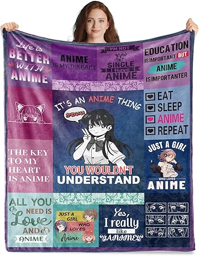Lausatek Regalos para amantes del anime para niñas y mujeres, manta de anime para entusiastas del anime, accesorios de anime para fanáticos del