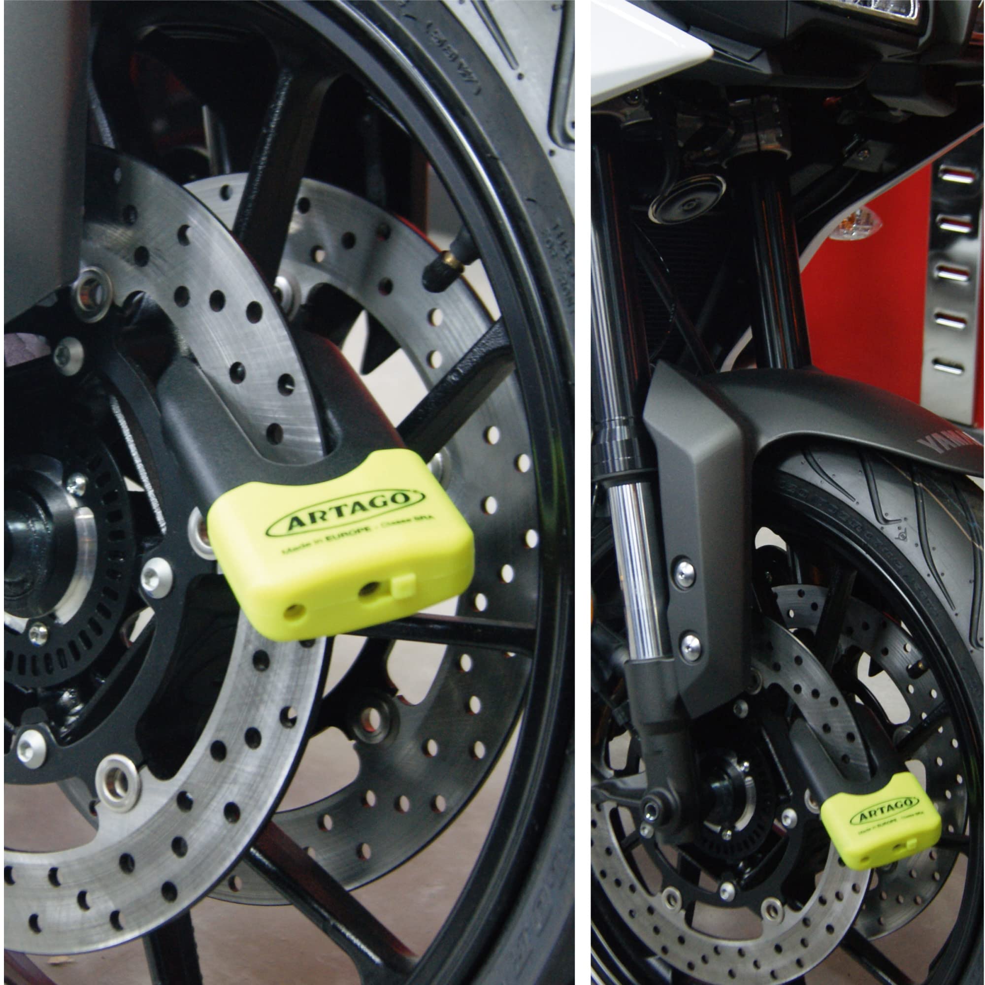 Artago 69T6 Pack Anti-Theft Disc Lock High Support For Yamaha MT-09 And Tracer 900, SRA Approved, Sold Secure Gold, ART4, Metallic