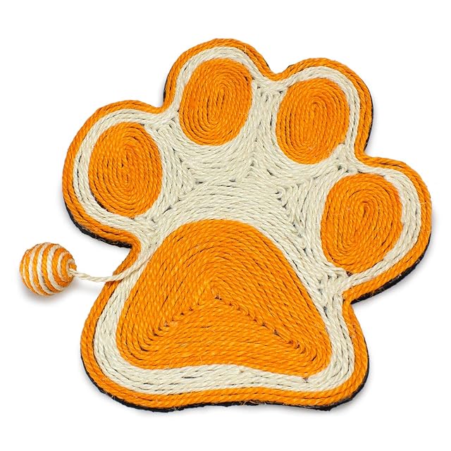 Arquivet Rascador Huella Naranja con ratón para Gatos - Naranja, 40 x 36 cm