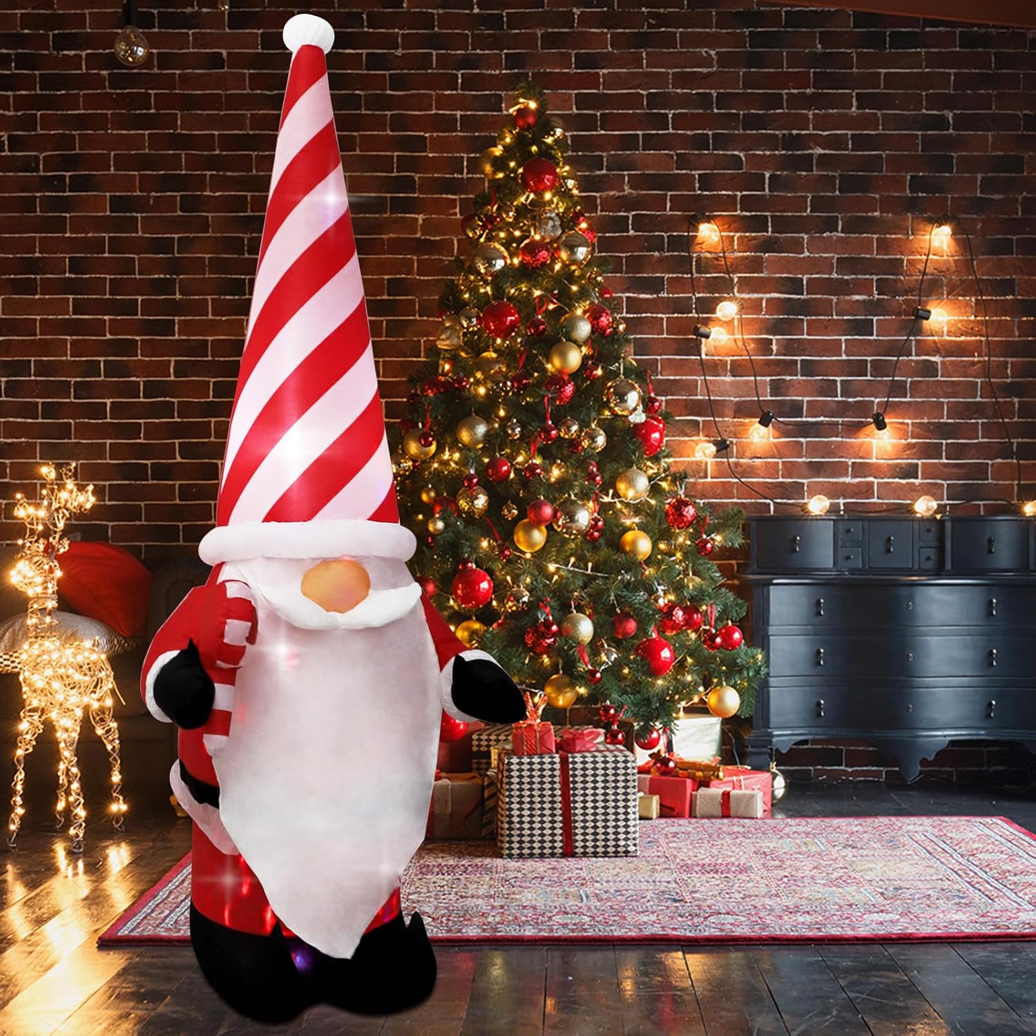 7ft Christmas Inflatable Outdoor Decoration Dwarf with Hat Inflatable Patio Decoration with Built-in LED Lights, Suitable for Christmas Holiday Party, Patio, Lawn, Garden Winter Decoration - Image 2